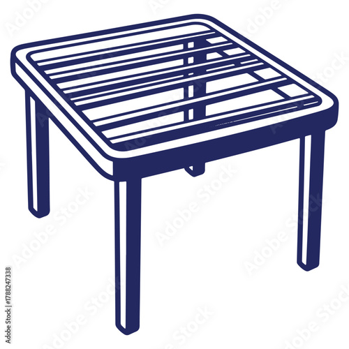 Minimalist Blue Table Illustration for Home Decor and Furniture Design Projects and Interior Design