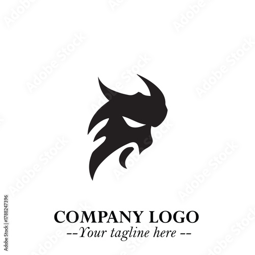 Head of Vampire Logo Symbol in Black on the White Background with Gothic Horror Vector Design