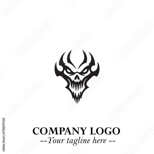 Head of Vampire Logo Symbol in Black on the White Background with Gothic Horror Vector Design