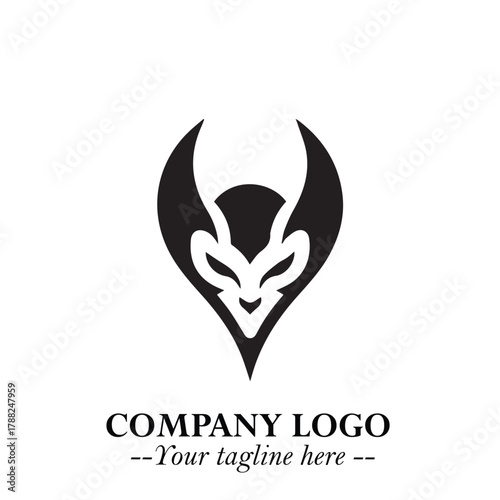 Head of Vampire Logo Symbol in Black on the White Background with Gothic Horror Vector Design