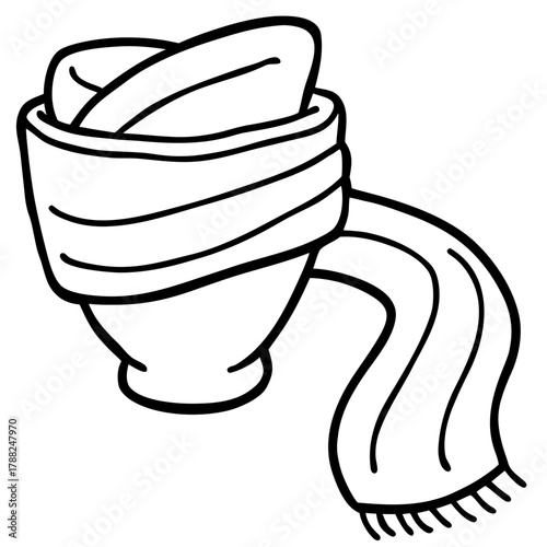 Stylized illustration of a bowl wrapped in a scarf