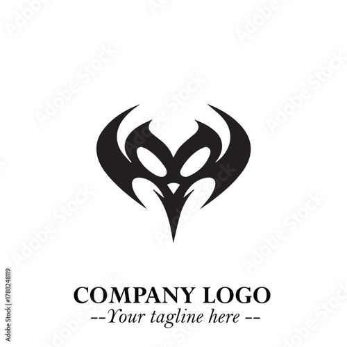 Head of Vampire Logo Symbol in Black on the White Background with Gothic Horror Vector Design
