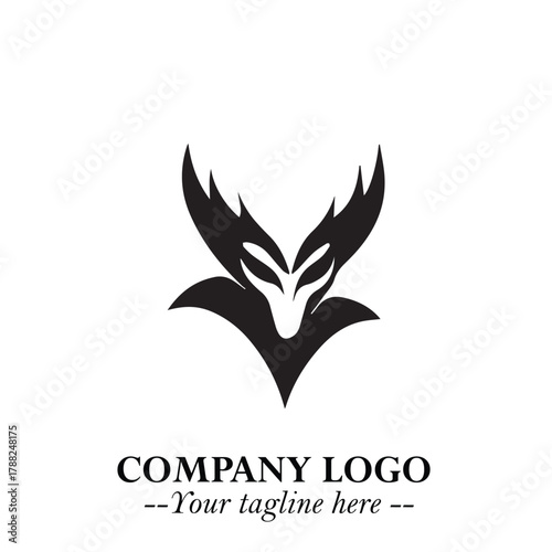 Head of Vampire Logo Symbol in Black on the White Background with Gothic Horror Vector Design