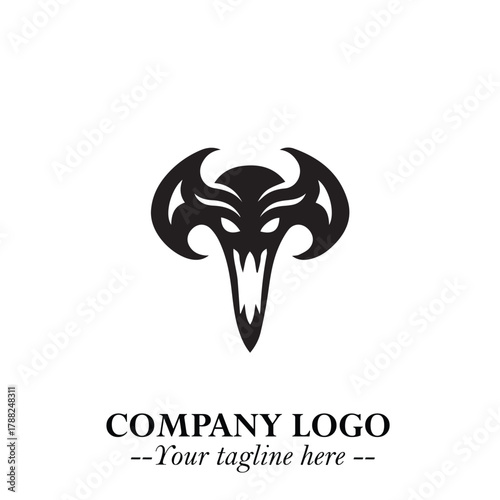 Head of Vampire Logo Symbol in Black on the White Background with Gothic Horror Vector Design