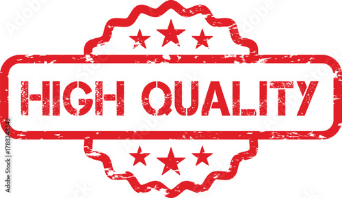 A red high quality stamp with stars and a decorative border on a white isolated background image design