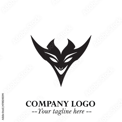 Head of Vampire Logo Symbol in Black on the White Background with Gothic Horror Vector Design