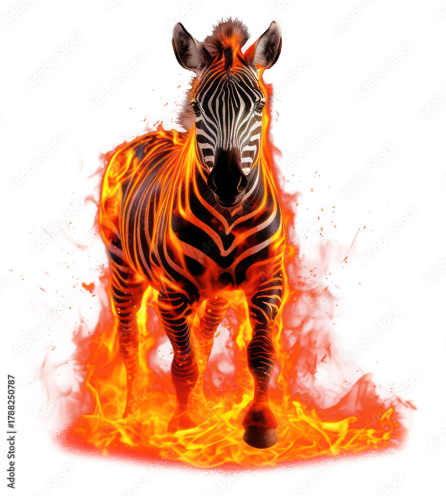 Obraz premium PNG Fiery zebra art design.