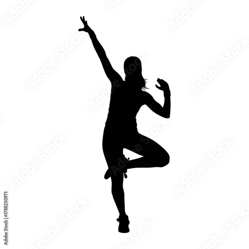 Silhouette vector of a woman doing Zumba against a white background