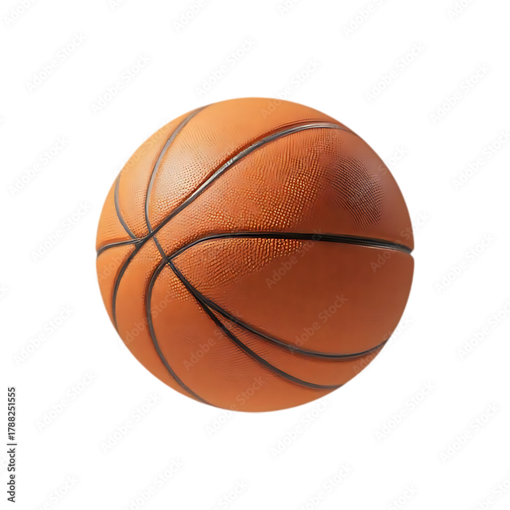 Fototapeta premium Basketball's Essence: A detailed view of an orange basketball, showcasing its textured surface and iconic black panel lines.
