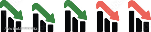 Bar Graphs with Downward Arrows in Green and Red downward trend