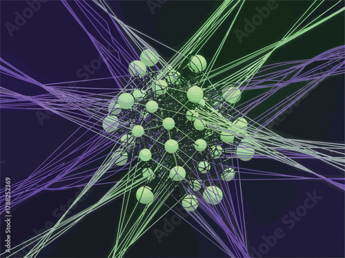 Abstract 3D Network Structure with Nodes and Lines Vector Illustration - Technology and Data Connection Graphic