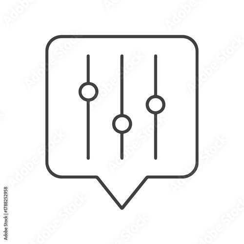 Thin-line sliders icon inside a square pin, symbolizing control and customization. Perfect for setup panels, configuration interfaces, and adjustment tools.