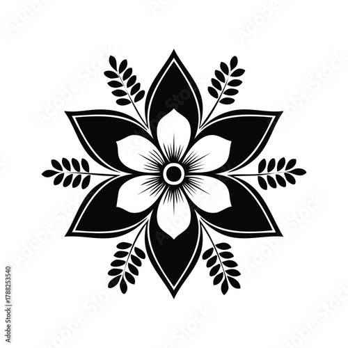 Black and white flower vector illustration pattern design element