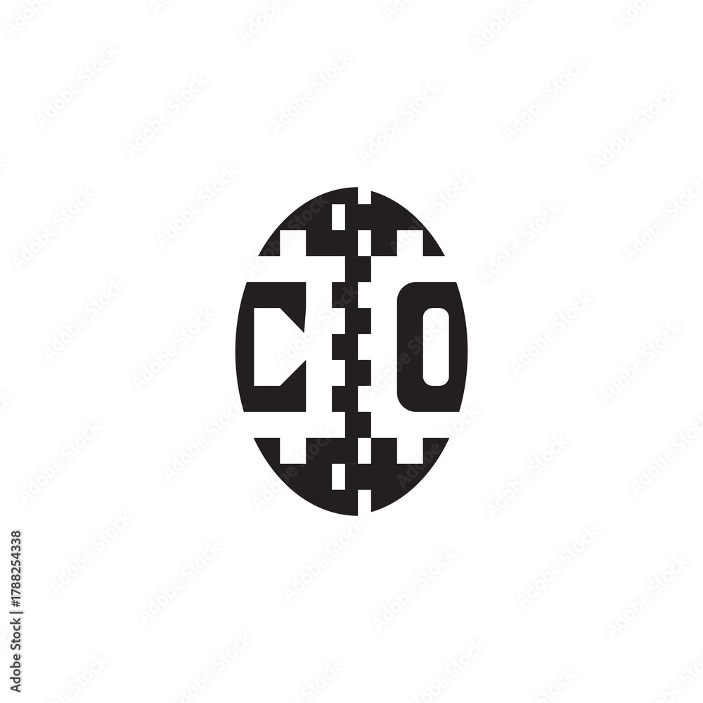 Fototapeta premium Pixel Logo Concept Bold Unique Design CO Monogram Initial Alphabet Alphabet