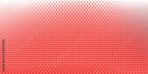 Red color halftone gradient texture. Vanishing cartoon polka dot background. Repeating dotted gradation pattern. Fading comic pop art overlay backdrop. Raster halftone effect wallpaper. Vector