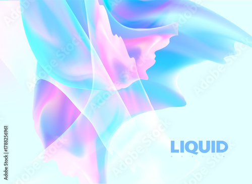  Fluid 3D object. Colored liquid element on white background. Vector  wavy shape for poster and cover design.