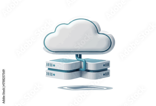Cloud Computing: An illustration of cloud storage and data server represents the future of data management and connectivity
