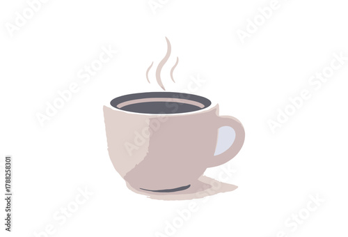Steaming coffee cup illustration: A minimalist representation of a cup of coffee, with subtle steam, is depicted to evoke the comforting ritual of a warm beverage.