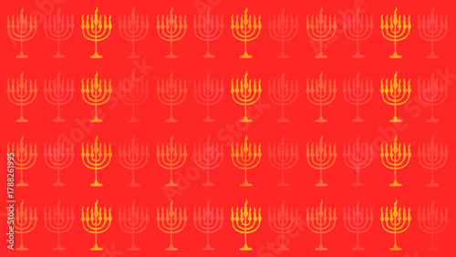 Seamless Repeat Pattern of Kinara Silhouette on Red Monochrome Background