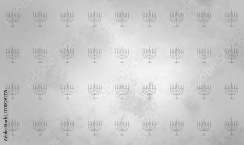 Seamless Repeat Pattern of Menorah Silhouette on Grey Grunge Background