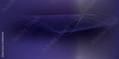 Futuristic abstract design with glowing ethereal light waves on a dark purple and indigo gradient.