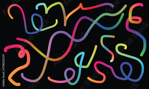 Set of abstract playful minimalistic background with wavy line. Backdrop with organic curvy curly stripe in flat style.