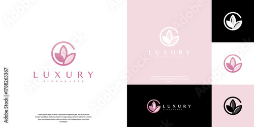 Minimalist flower logo with a premium concept for products, services, symbols of luxury, hotels, boutique fashion, vector illustration template.