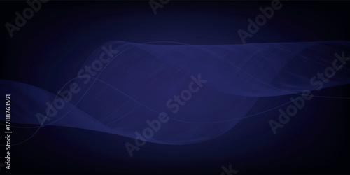 Dark blue abstract background with smooth flowing waves and a soft elegant gradient.