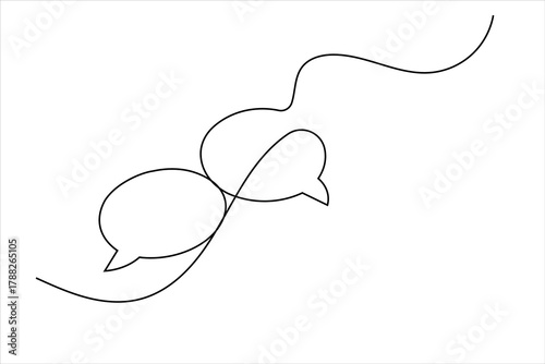 Modern continuous line drawing of message speech bubble icon
