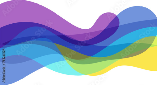 Abstract colorful waves flowing across a white background