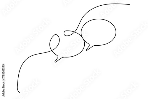 Modern continuous line drawing of message speech bubble icon
