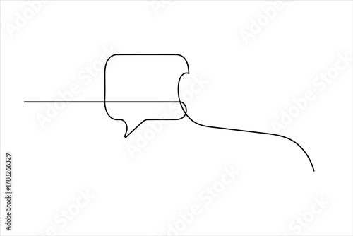 Modern continuous line drawing of message speech bubble icon
