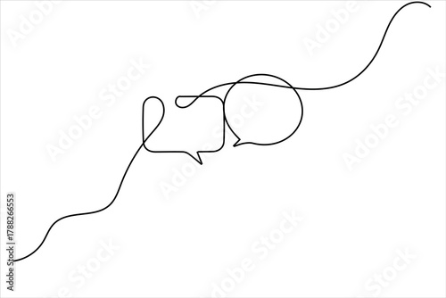 Modern continuous line drawing of message speech bubble icon
