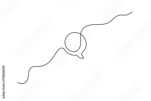 Modern continuous line drawing of message speech bubble icon
