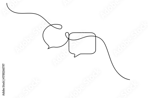 Modern continuous line drawing of message speech bubble icon
