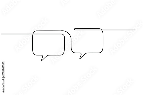 Modern continuous line drawing of message speech bubble icon
