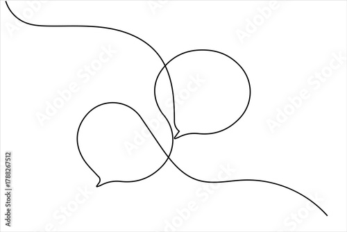 Modern continuous line drawing of message speech bubble icon
