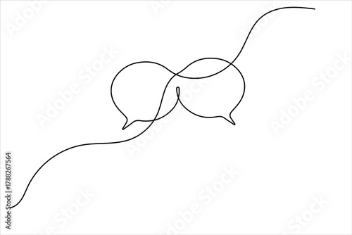 Modern continuous line drawing of message speech bubble icon
