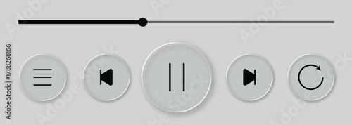 Modern Liquid Glass Effect, White ui light frame square and circle banner with glow stroke for movie or music.