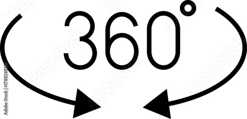 360 Degrees Icon. 360 Degrees vector icon set. Rotate symbol