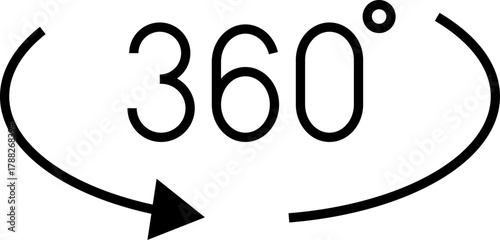 360 Degrees Icon. 360 Degrees vector icon set. Rotate symbol