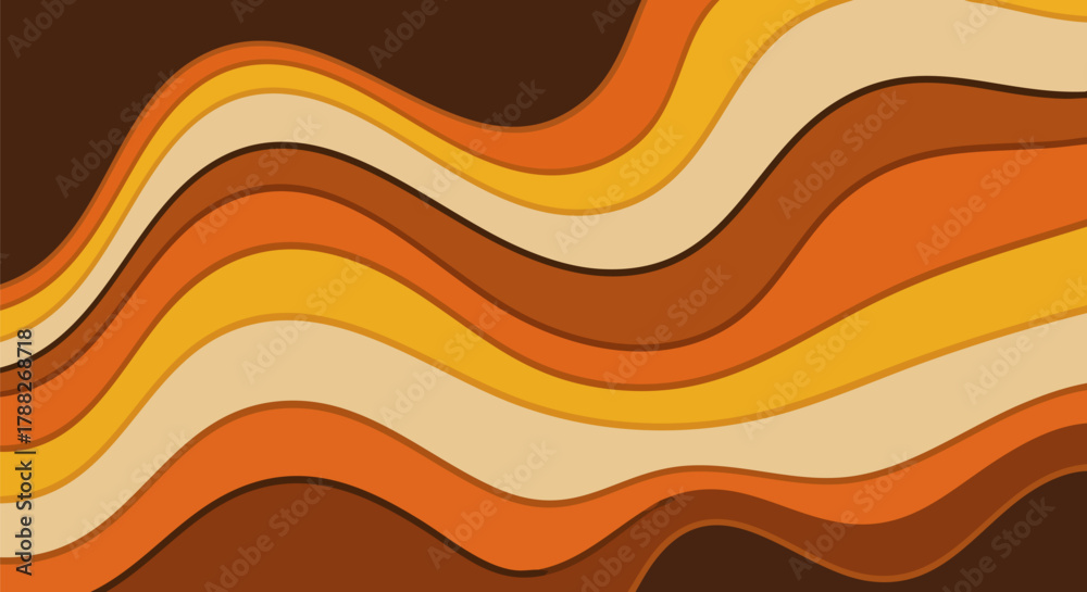 Fototapeta premium Retro wavy layers create a groovy seventies vibe art