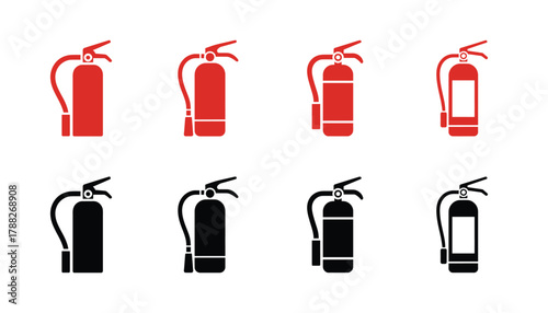 Minimal fire extinguisher icon set vector illustration