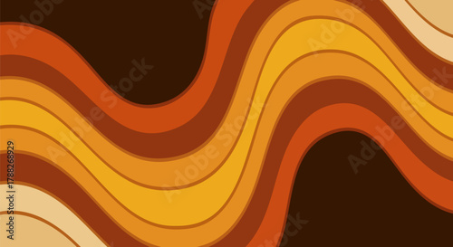 Retro wavy lines background in shades of brown orange
