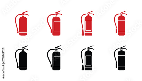 Minimal fire extinguisher icons on clean background