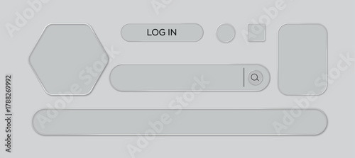 Liquid Glass Frame Abstract Design, Liquid glass smartphone interface isolated. White ui light frame square and circle banner with shine stroke.