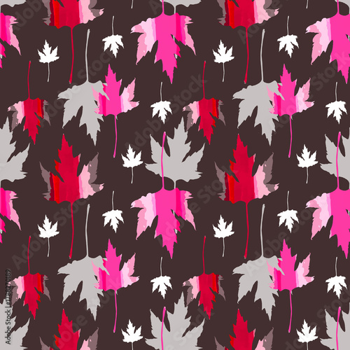 Autumn leaves seamless pattern with maple leaves for textile, fabric, wrapping.