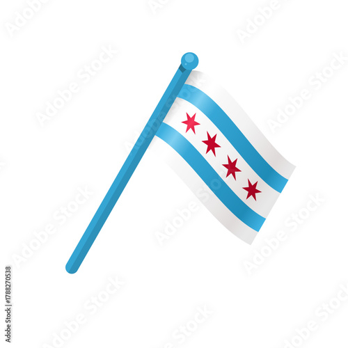 Chicago city flag isolated, vector illustration