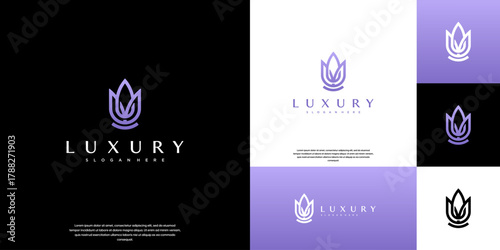 hotel logo, with an abstract flower concept, symbol of premium service, graphic design inspiration.