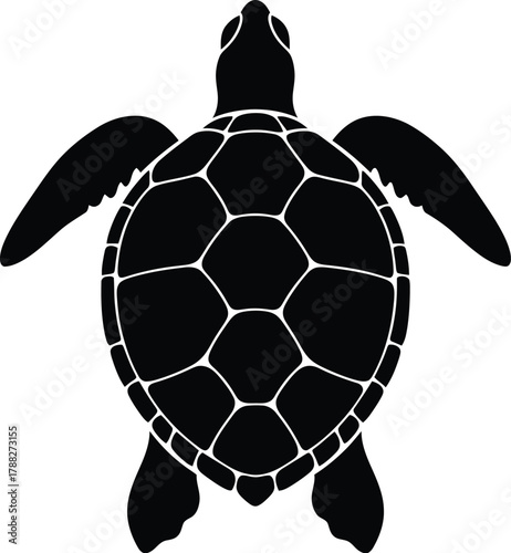 Elegant Sea Turtle Black Silhouette Vector Design